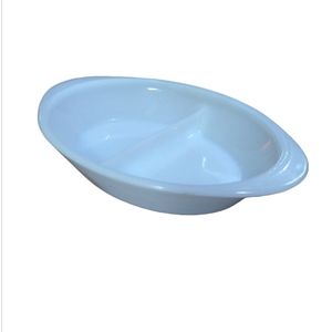 Vintage Glass bake J-2352 Milk Glass Divided Casserole Dish